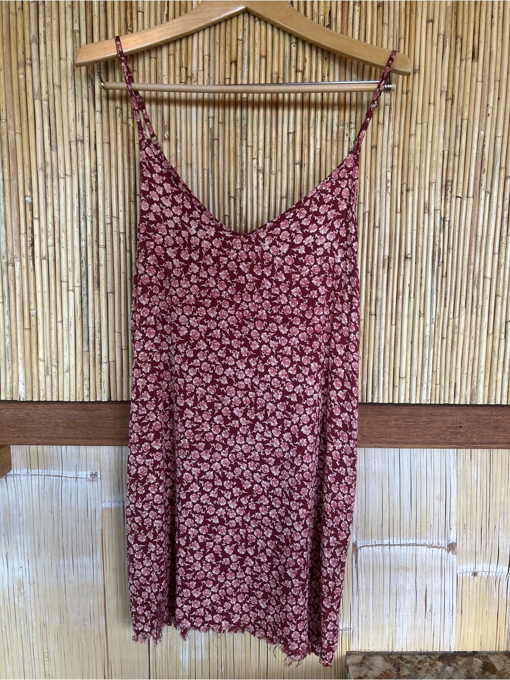 VTG Style Billabong Ditsy Floral Tank M Burgundy 90s Grunge Coastal Boho Raw
